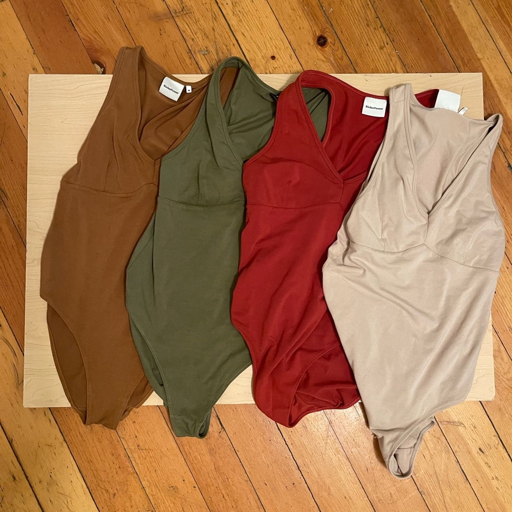 Richer Poorer Women’s Soft Stretch Modal V-Neck Bodysuit (selling four together)